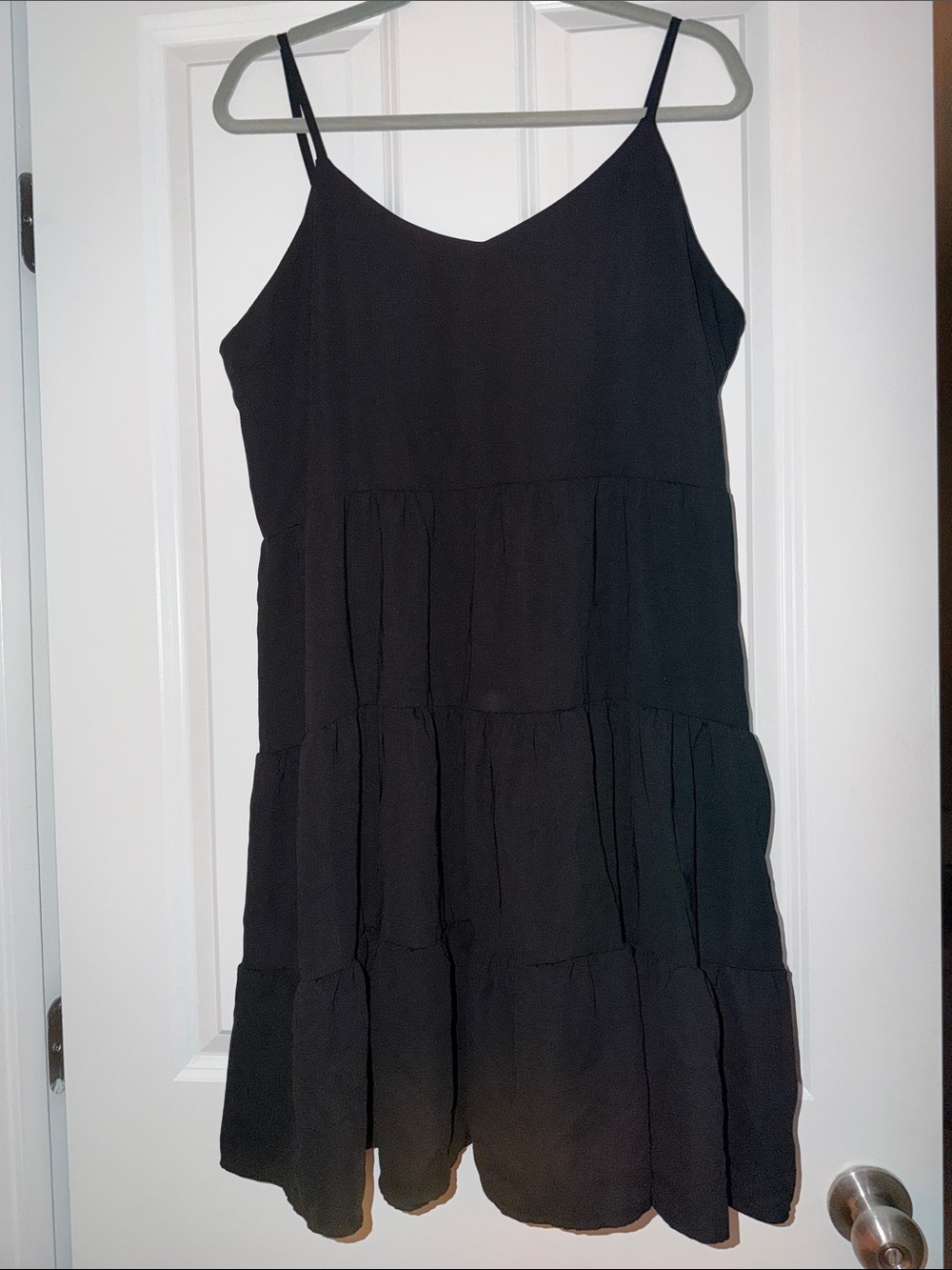 Black Tiered Spaghetti-Strap Mini Dress